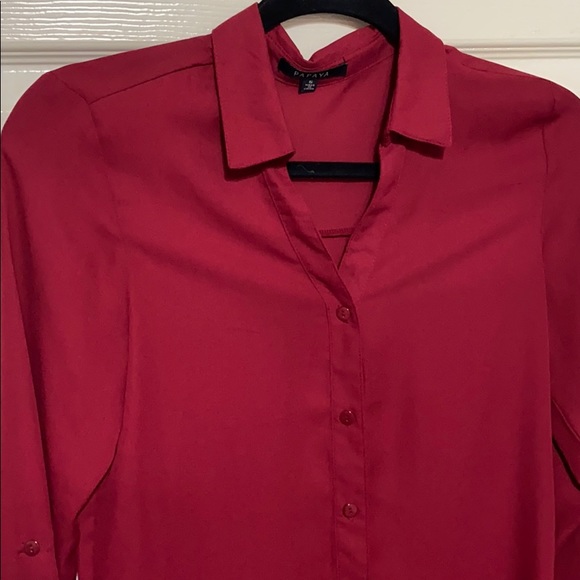 Deep red button blouse - Picture 2 of 5